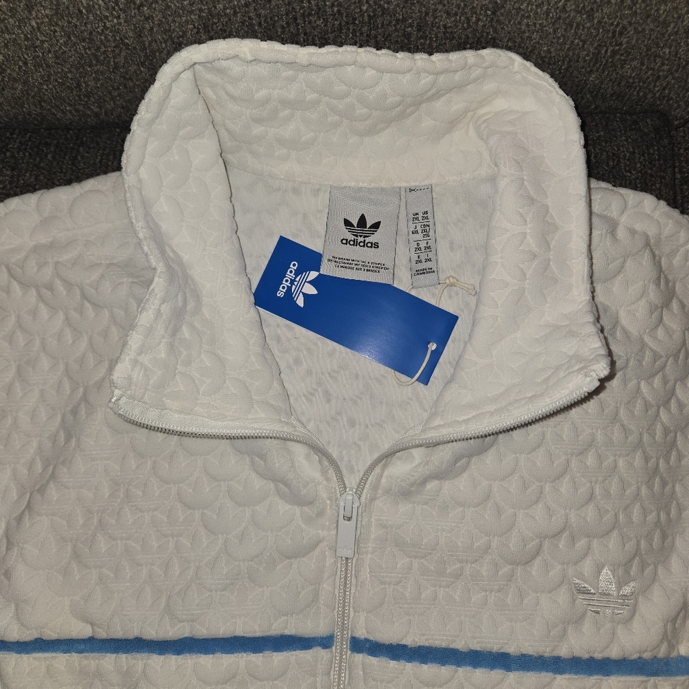 Mens Adidas Textured Monogram Tracksuit White/Blue XL/ Forum Sneaker Combo Sz 12 - Picture 4 of 17